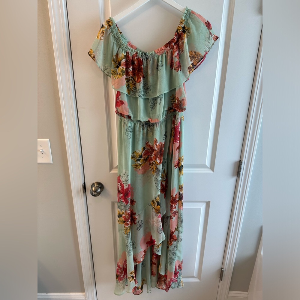Express off the shoulder high-low dress